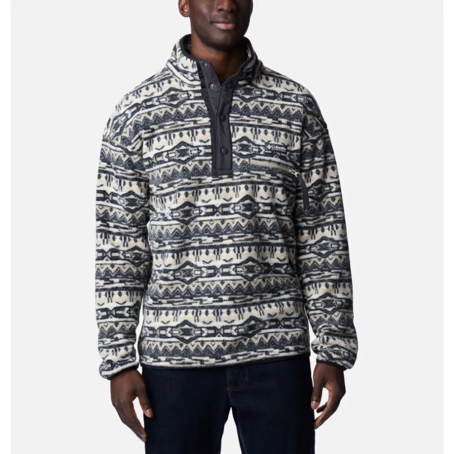 Ancient Fossil 80s Stripe Print Men's Helvetia Half Snap Fleece Big Columbia Sale