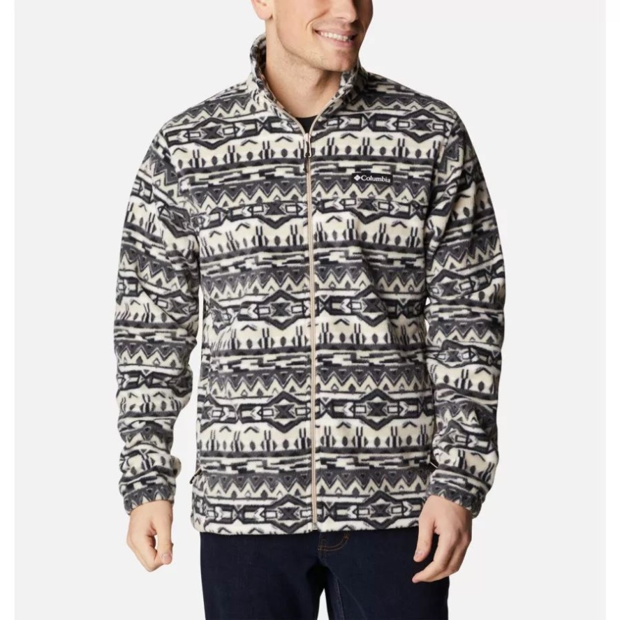 Ancient Fossil 80s Stripe Print Men's Steens Mountain Printed Fleece Jacket Columbia Sale