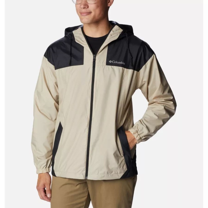 Ancient Fossil/Black Columbia Sale Men's Flash Challenger Windbreaker Jacket