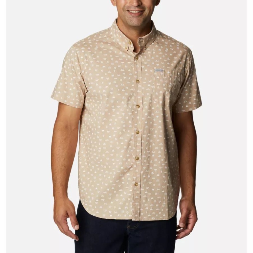 Ancient Fossil Camp Icon Men's Rapid Rivers Printed Short Sleeve Shirt Columbia Sale