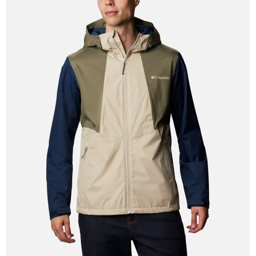 Ancient Fossil/Coll Navy/Stone Green Columbia Sale Men's Inner Limits II Waterproof Jacket