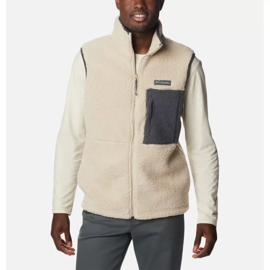 Ancient Fossil/Shark Columbia Sale Men's Mountainside Sherpa Fleece Vest