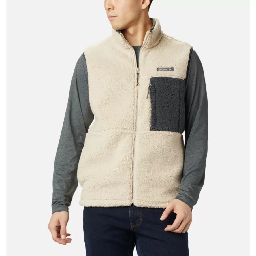 Ancient Fossil/Shark Men's Mountainside Sherpa Fleece Vest Columbia Sale
