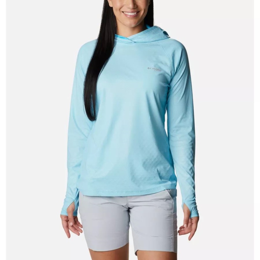 Atoll Columbia Sale Women's PFG Tidal Deflector Ice Long Sleeve Hoodie