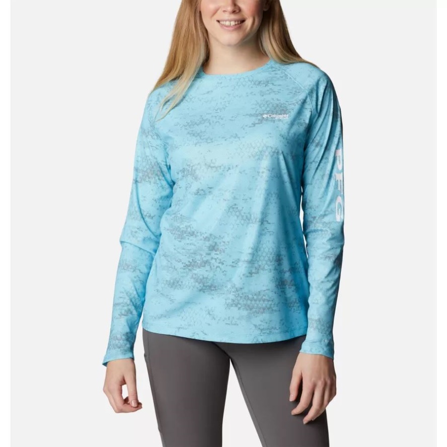 Atoll/PFG Camo Dark Women's PFG Tidal Deflector Printed Long Sleeve Shirt Columbia Sale