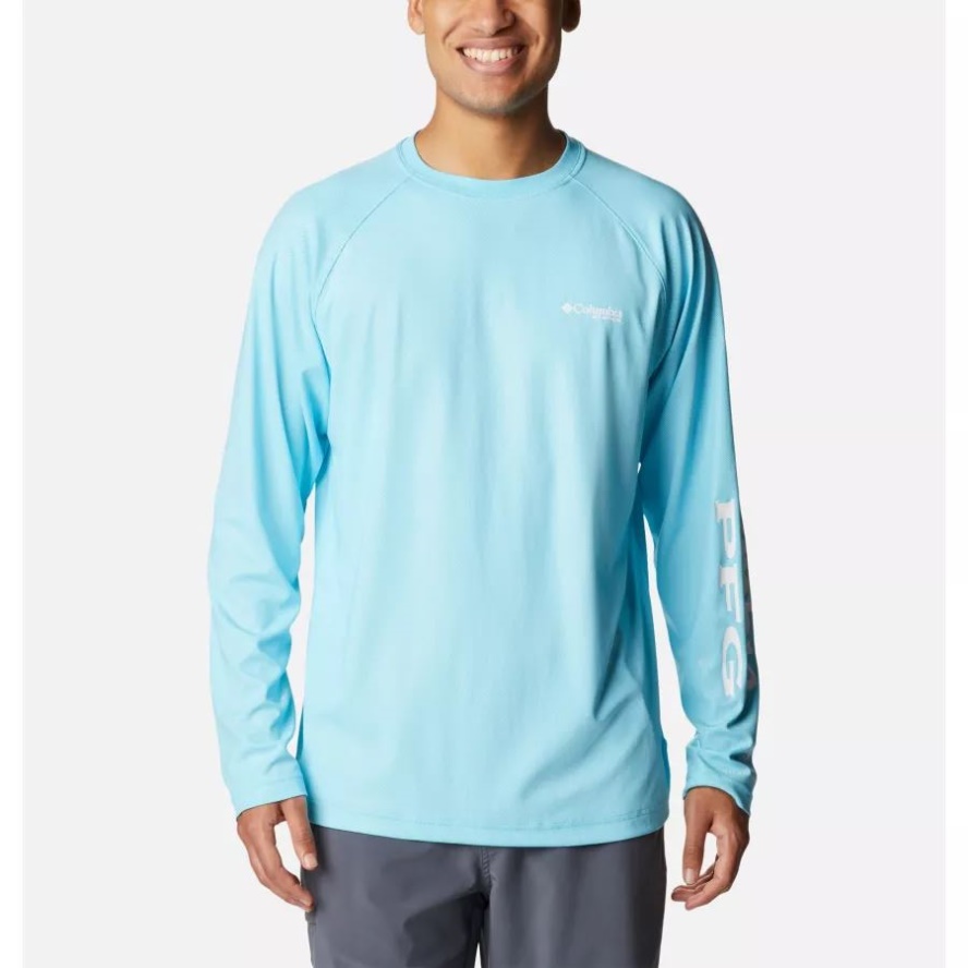 Atoll/White Men's PFG Terminal Deflector Long Sleeve Shirt Columbia Sale