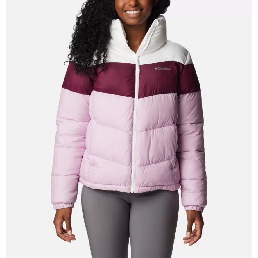 Aura/Marionberry/White Columbia Sale Women's Puffect Color Blocked Jacket