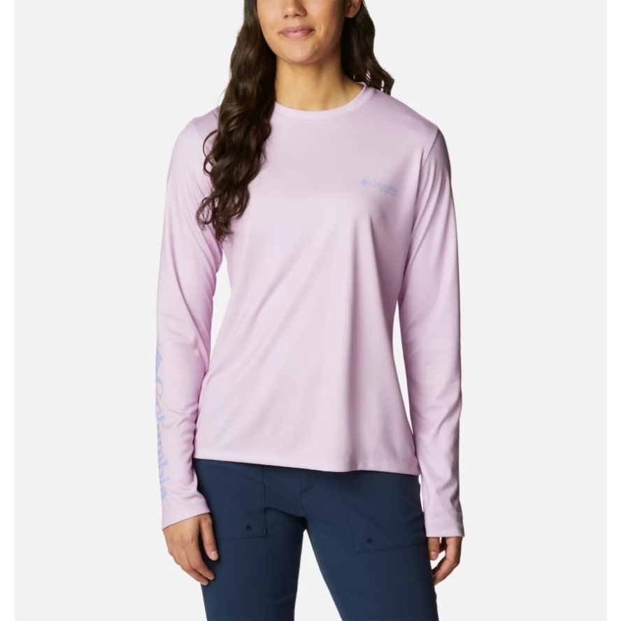 Aura/Serenity Women's PFG Tidal Tee Island Time Long Sleeve Shirt Columbia Sale