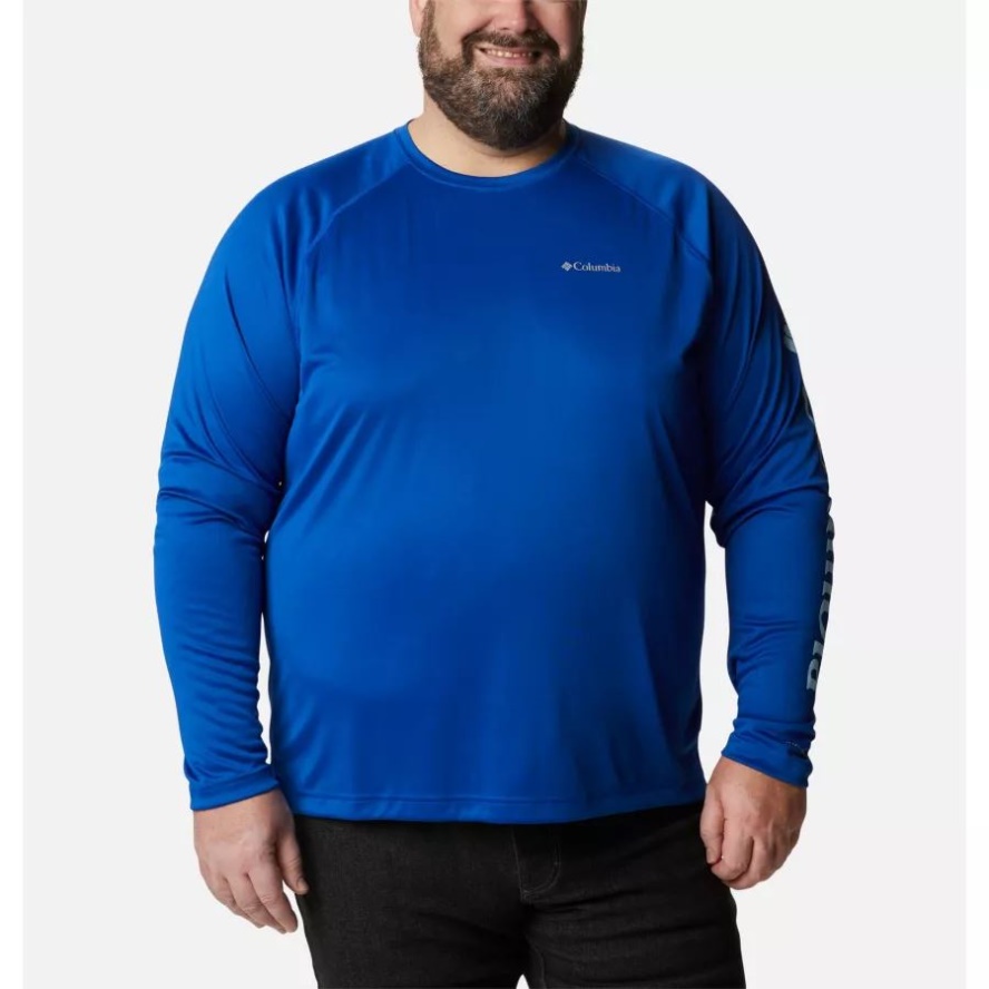 Azul/Sky Blue Men's Fork Stream Long Sleeve Shirt Big Columbia Sale