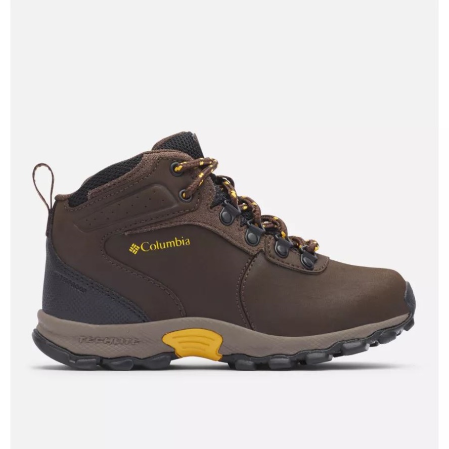 Big Kids' Newton Ridge Waterproof Hiking Boot Columbia Sale Cordovan/Golden Yellow