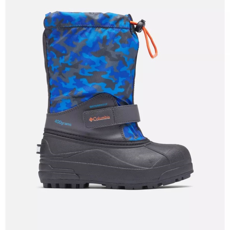 Big Kids' Powderbug Forty Print Boot Shark/Tangy Orange Columbia Sale