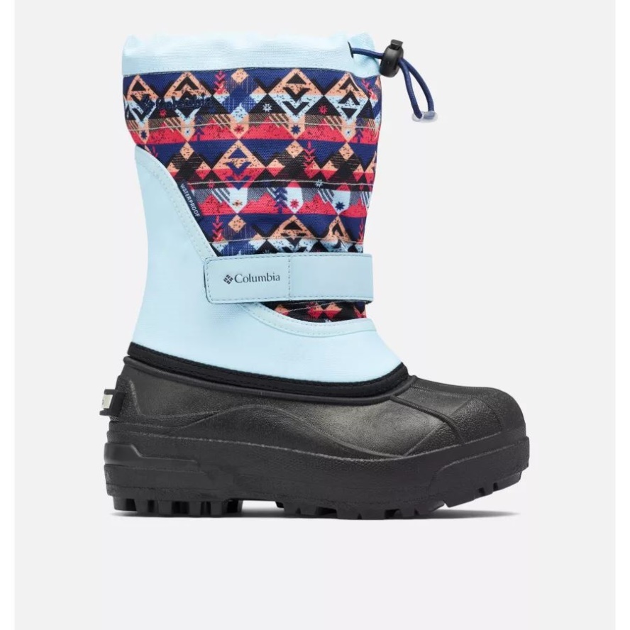 Big Kids' Powderbug Plus II Print Snow Boot Columbia Sale Spring Blue/Dark Nocturnal