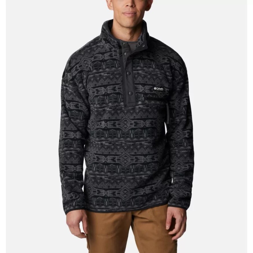 Black 80s Stripe Print Columbia Sale Men's Helvetia Streetwear Fleece