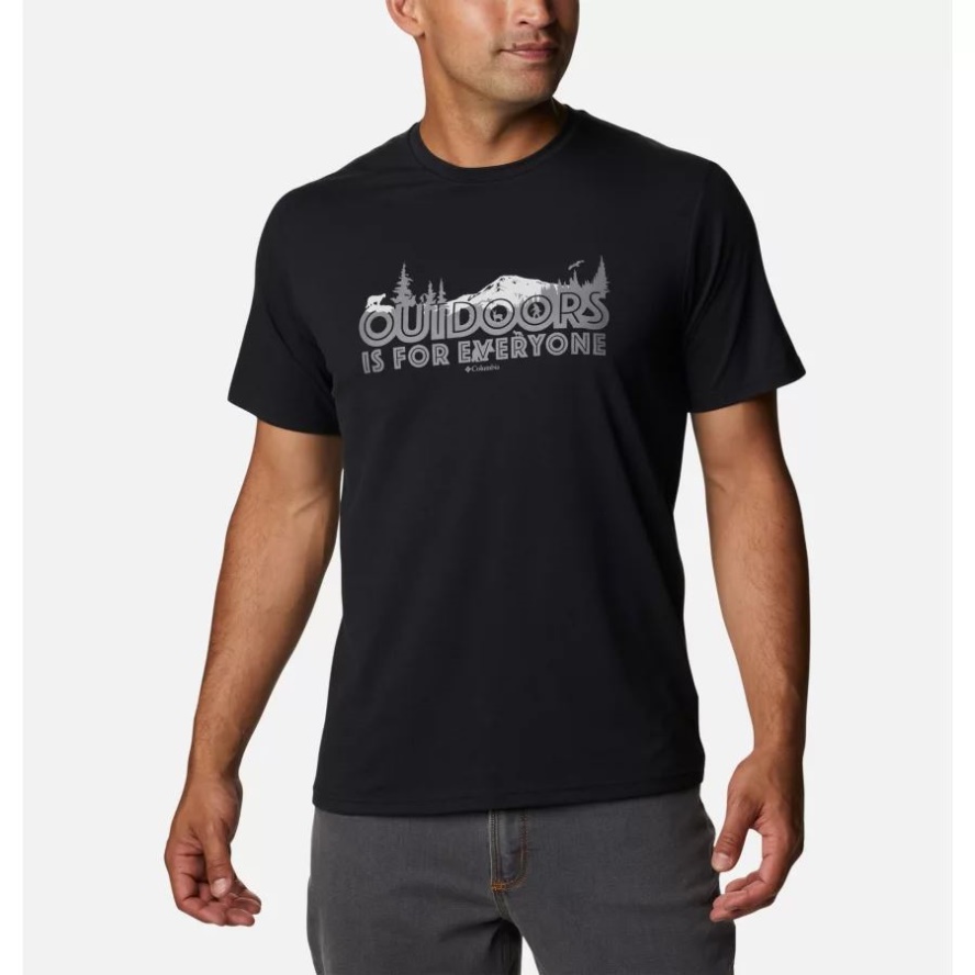 Black/All For Outdoors Graphic Men's Sun Trek Technical T-Shirt Columbia Sale