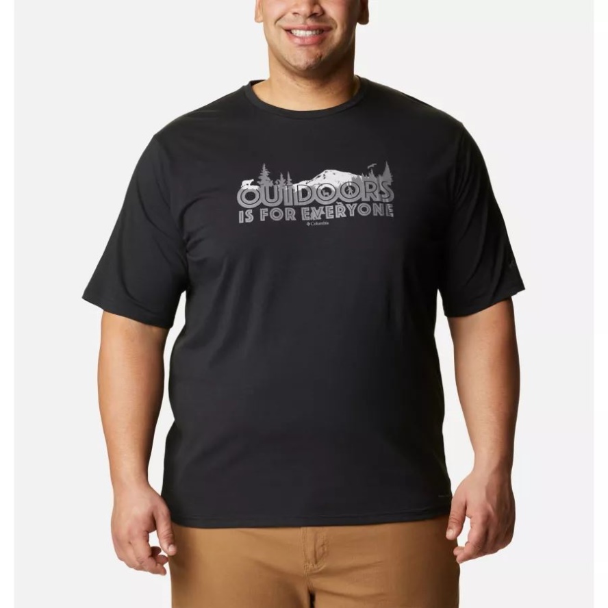 Black/All For Outdoors Graphic Men's Sun Trek Technical T-Shirt Extended Size Columbia Sale