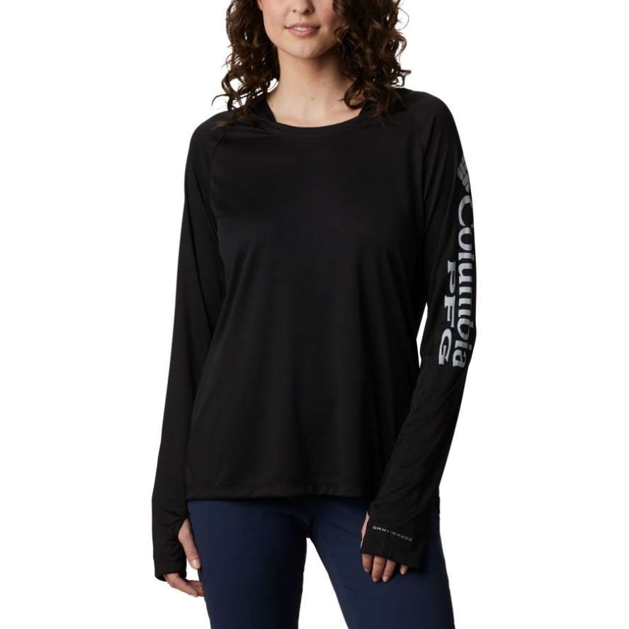 Black/Cirrus Grey Logo Columbia Sale Women's PFG Tidal Tee Hoodie