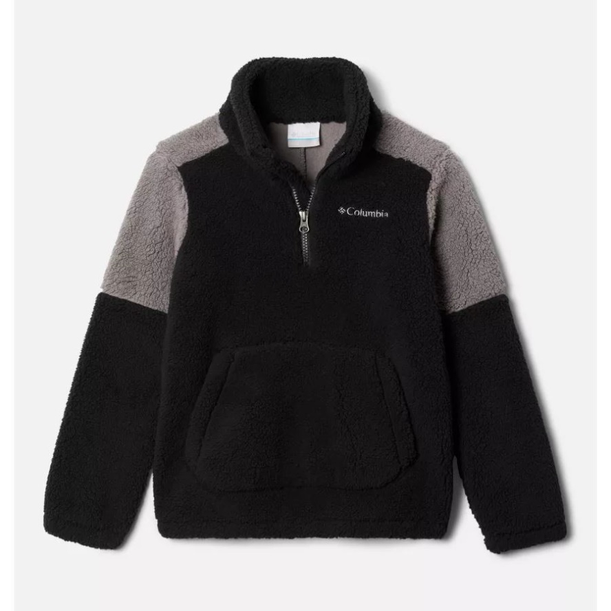 Black/City Grey Boys' Rugged Ridge III Half Zip Sherpa Pullover Columbia Sale
