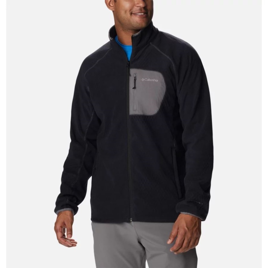 Black/City Grey Columbia Sale Men's Outdoor Tracks Full Zip Fleece Jacket