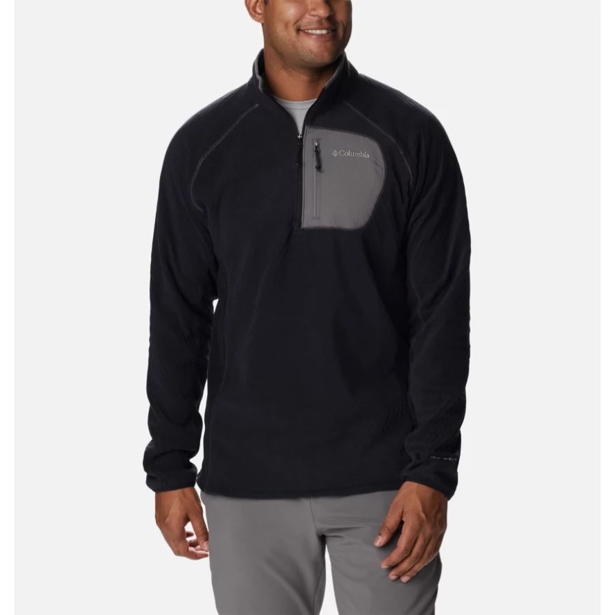 Black/City Grey Columbia Sale Men's Outdoor Tracks Half Zip Fleece Pullover