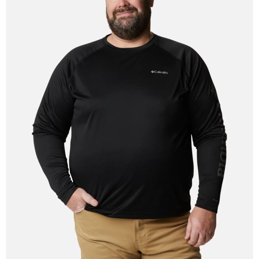 Black/City Grey Logo Columbia Sale Men's Fork Stream Long Sleeve Shirt Big