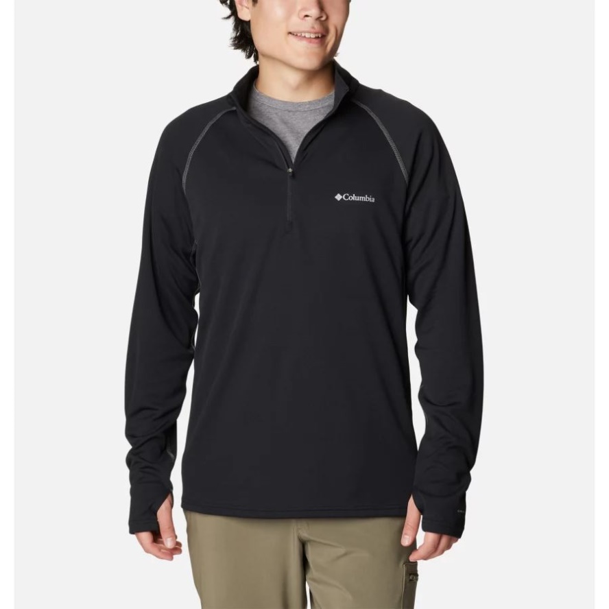 Black/City Grey Men's Narrows Pointe Half Zip Shirt Columbia Sale