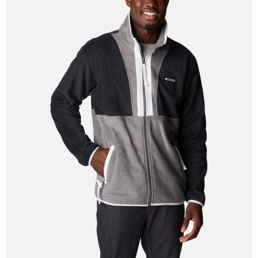 Black/City Grey/White Columbia Sale Men's Back Bowl Full Zip Fleece Jacket