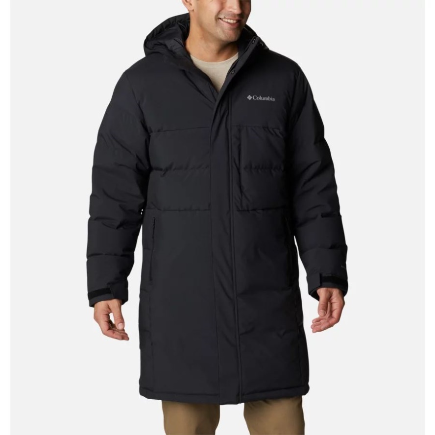 Black Columbia Sale Men's Toyama Pass Hooded Down Long Waterproof Parka