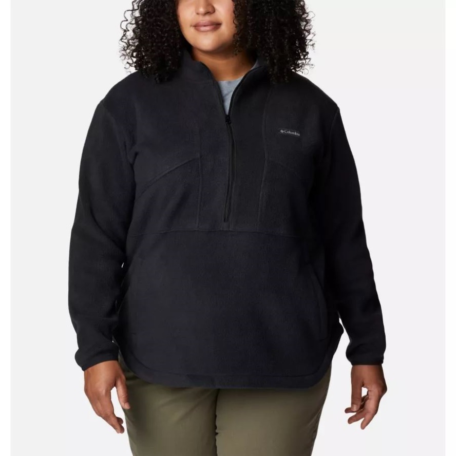 Black Columbia Sale Women's Benton Springs Colorblock Half Zip Fleece Pullover Plus Size