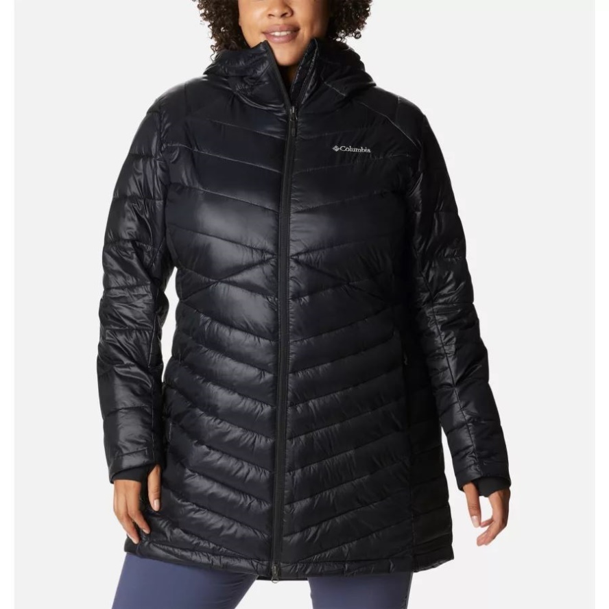 Black Columbia Sale Women's Joy Peak Omni-Heat Infinity Mid Insulated Hooded Jacket Plus Size
