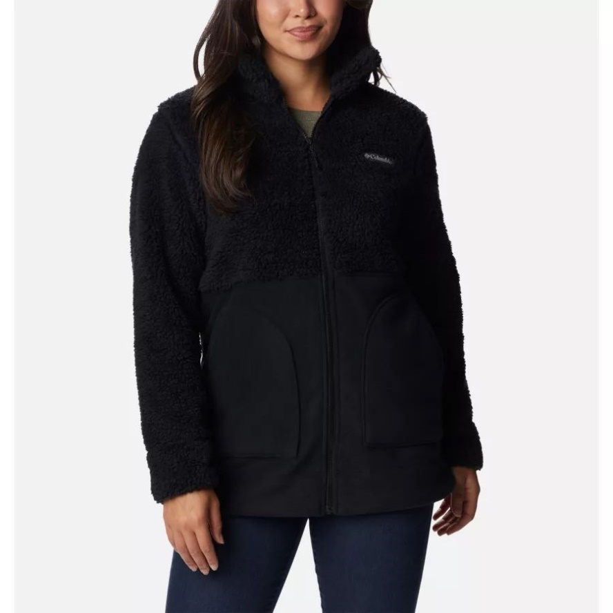 Black Columbia Sale Women's Winter Pass Sherpa Long Full Zip Fleece Jacket