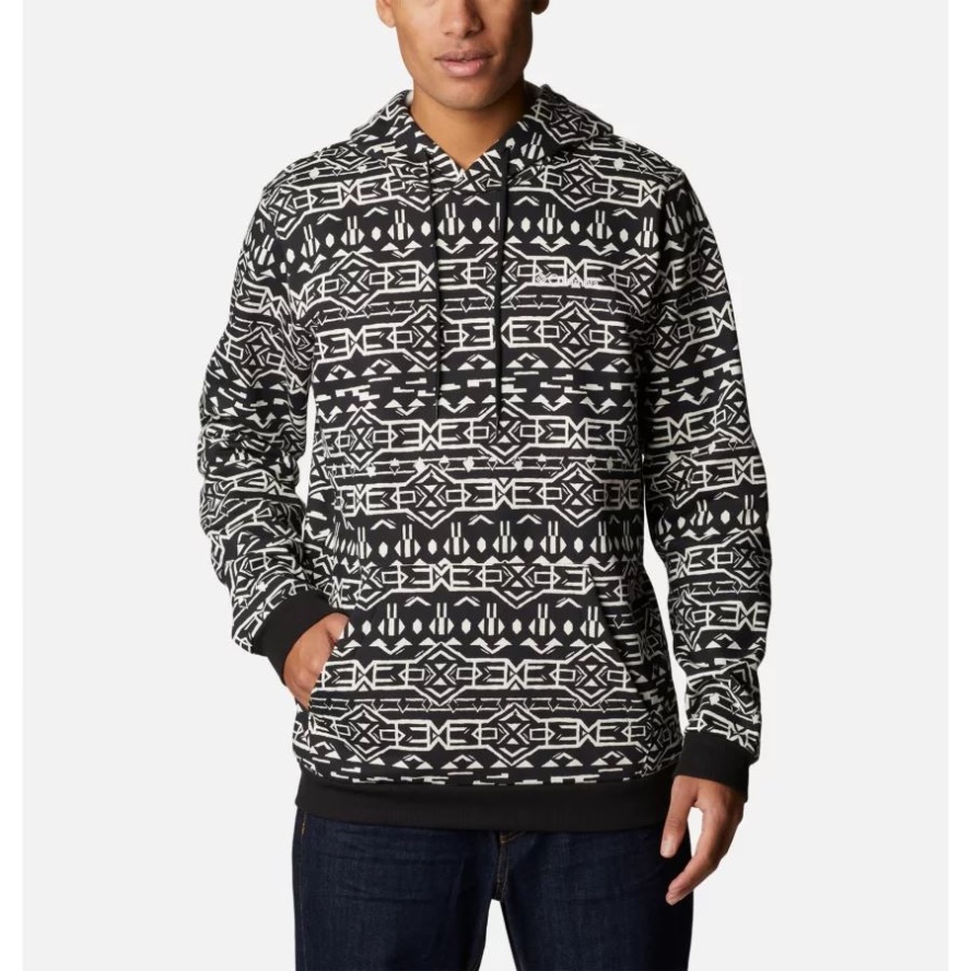 Black/Geo Print Columbia Sale Brand Men's Columbia Sale Brand Logo Printed Hoodie