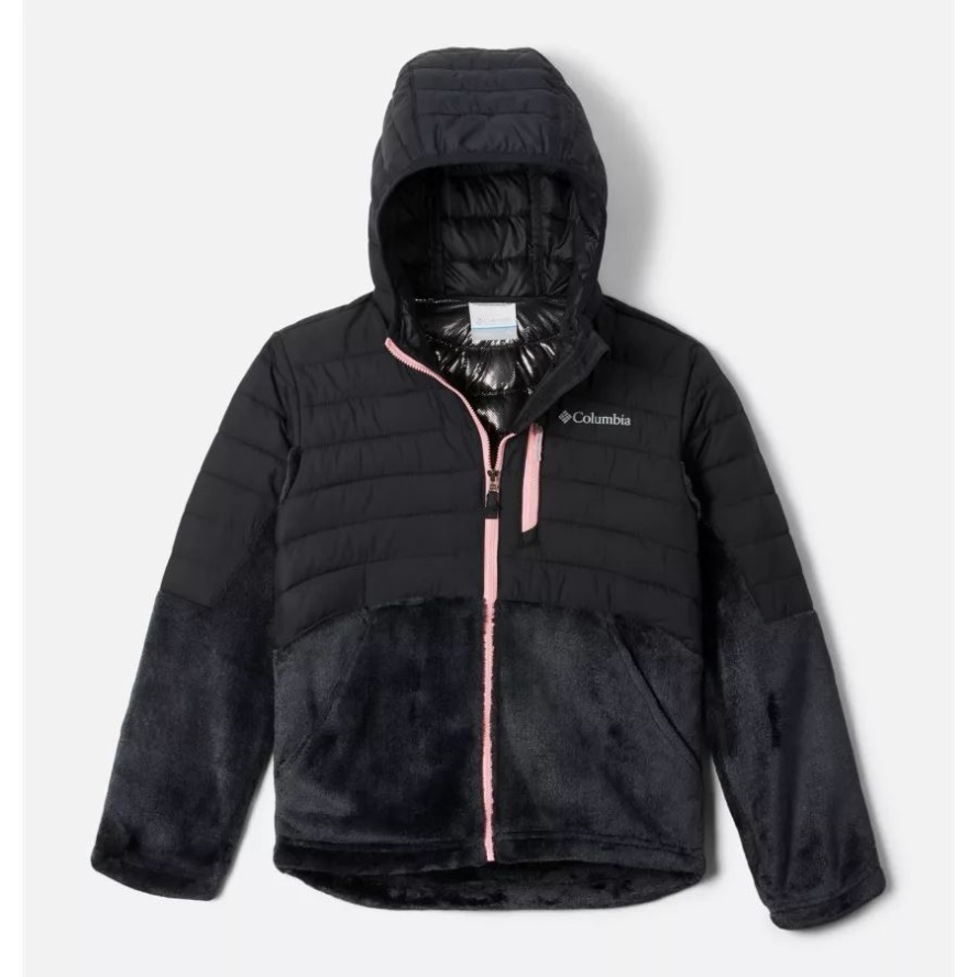 Black Girls' Powder Lite Novelty Hooded Jacket Columbia Sale