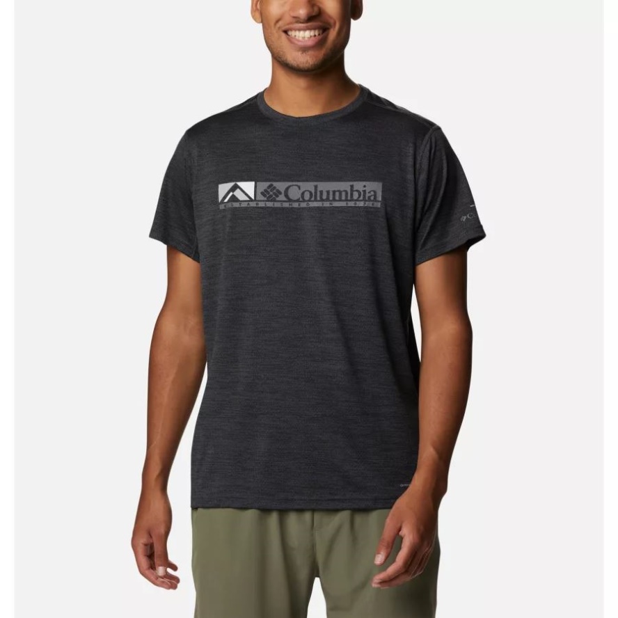 Black Heather/Ridgescape Graphic Columbia Sale Men's Alpine Chill Zero Graphic Technical T-Shirt