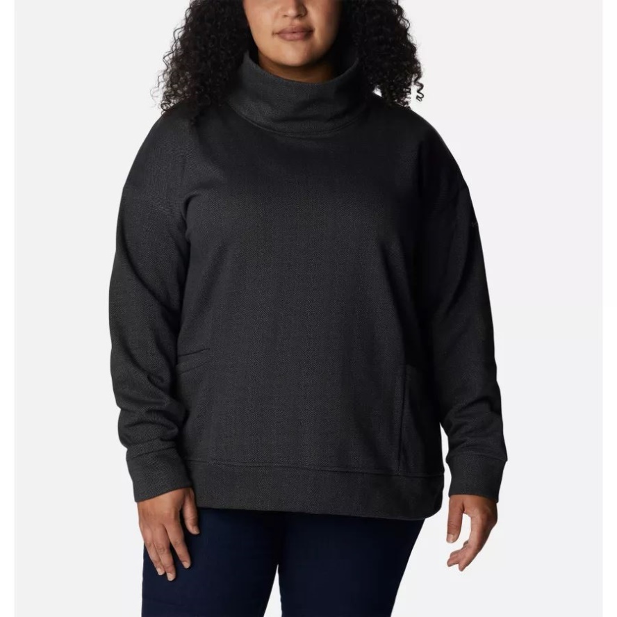 Black Herringbone Columbia Sale Women's Columbia Sale Lodge Funnel Pullover Plus Size