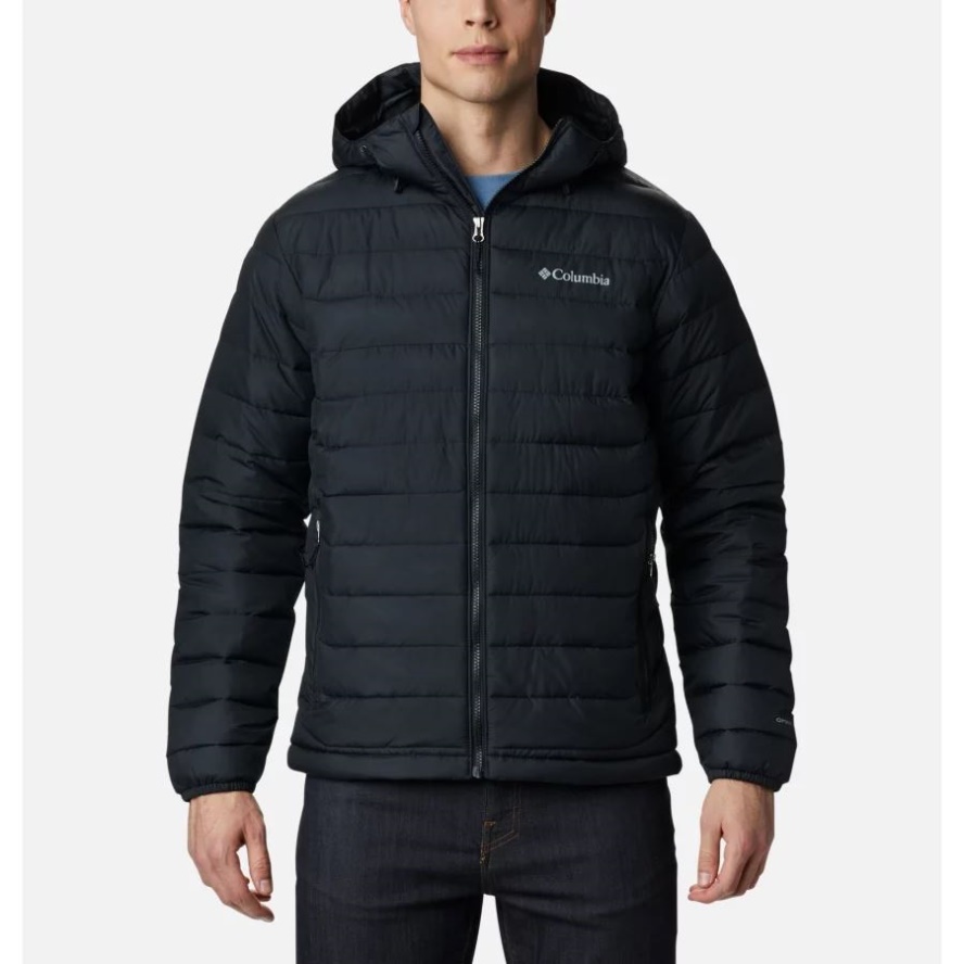Black Men's Powder Lite Hooded Insulated Jacket Columbia Sale