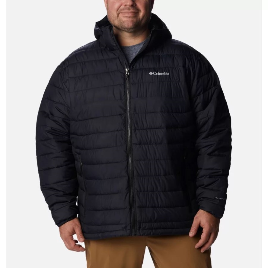 Black Men's Powder Lite Hooded Insulated Jacket Extented Size Columbia Sale