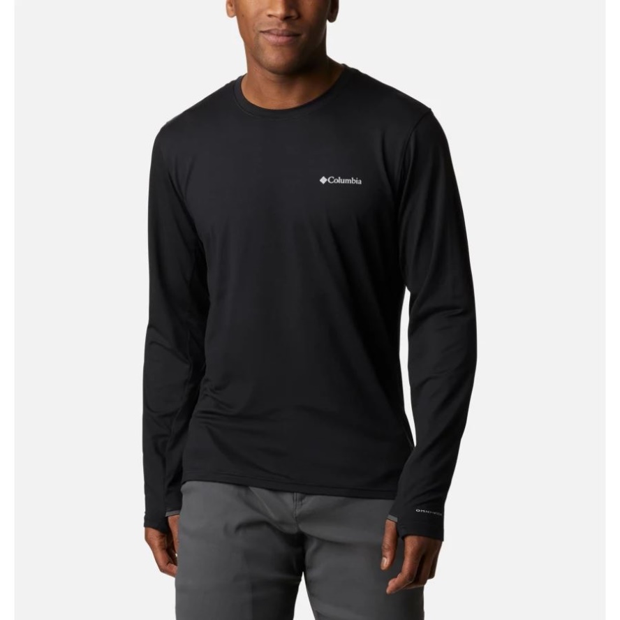 Black Men's Tech Trail Long Sleeve Crew II Shirt Columbia Sale