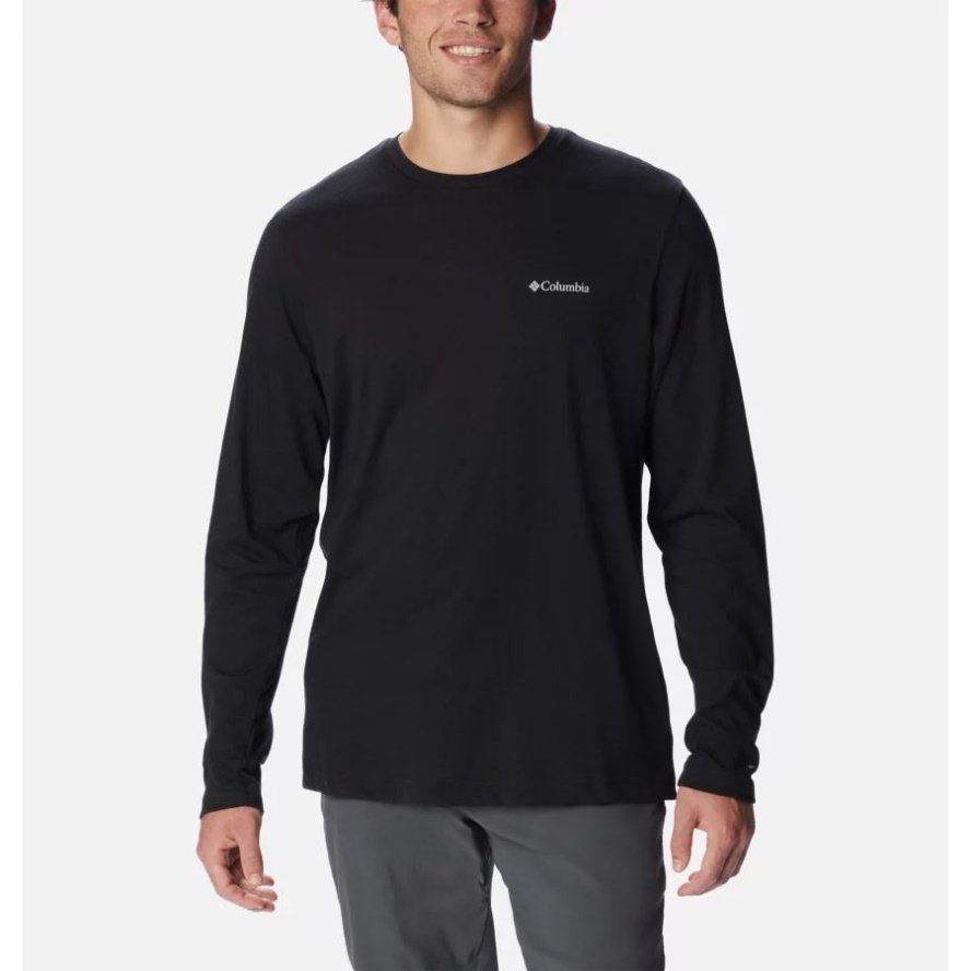 Black Men's Thistletown Hills Long Sleeve Crew Shirt Columbia Sale
