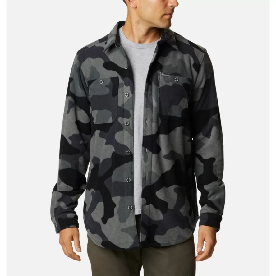 Black Mod Camo Print Men's Flare Gun Fleece Over Shirt Columbia Sale