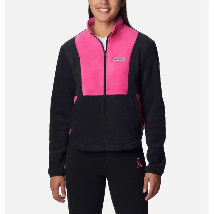 Black/Pink Ice Columbia Sale Women's Tested Tough In Pink Colorblock Full Zip Fleece Jacket