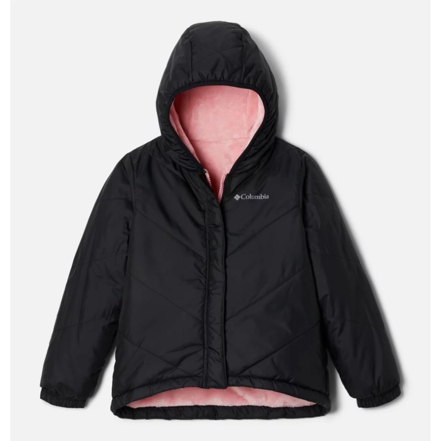 Black/Pink Orchid Columbia Sale Girls' Big Fir Hooded Reversible Jacket