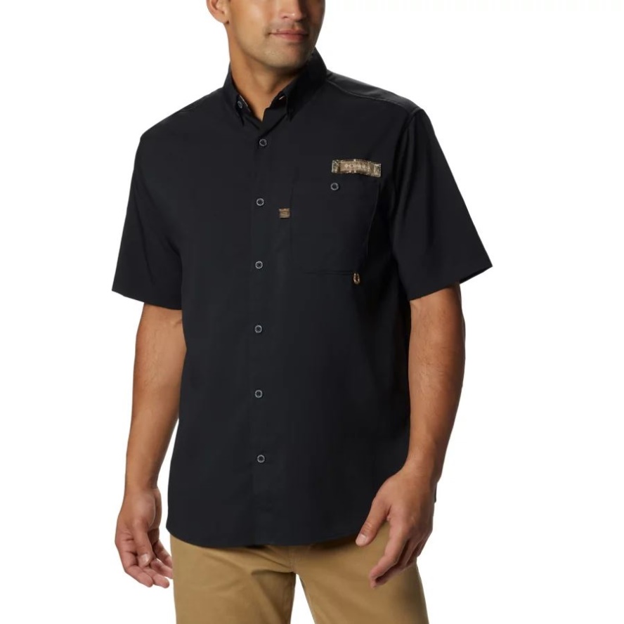 Black/RT Edge Men's PHG Bucktail Short Sleeve Woven Shirt Columbia Sale