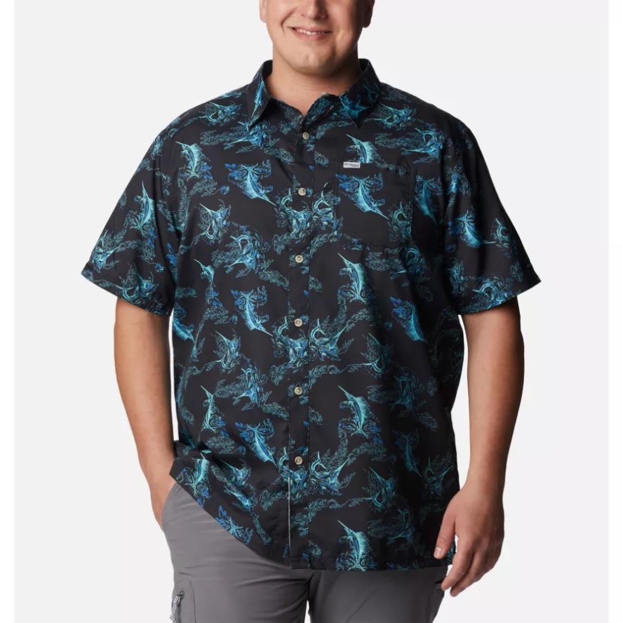 Black Sails Away Print Columbia Sale Men's PFG Super Slack Tide Camp Shirt Big