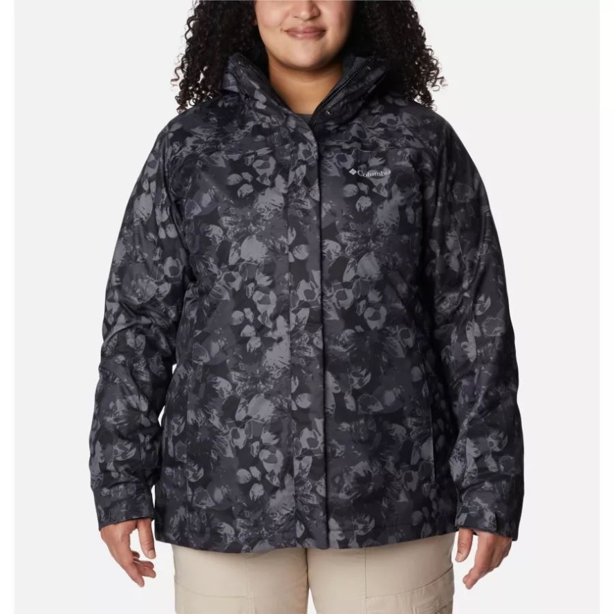 Black Solarized Tonal Print Women's Tunnel Falls Interchange Jacket Plus Size Columbia Sale