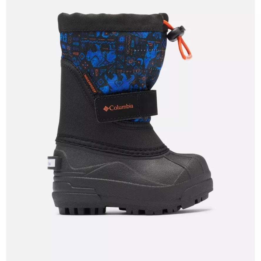 Black/Tangy Orange Columbia Sale Toddler Powderbug Plus II Print Snow Boot