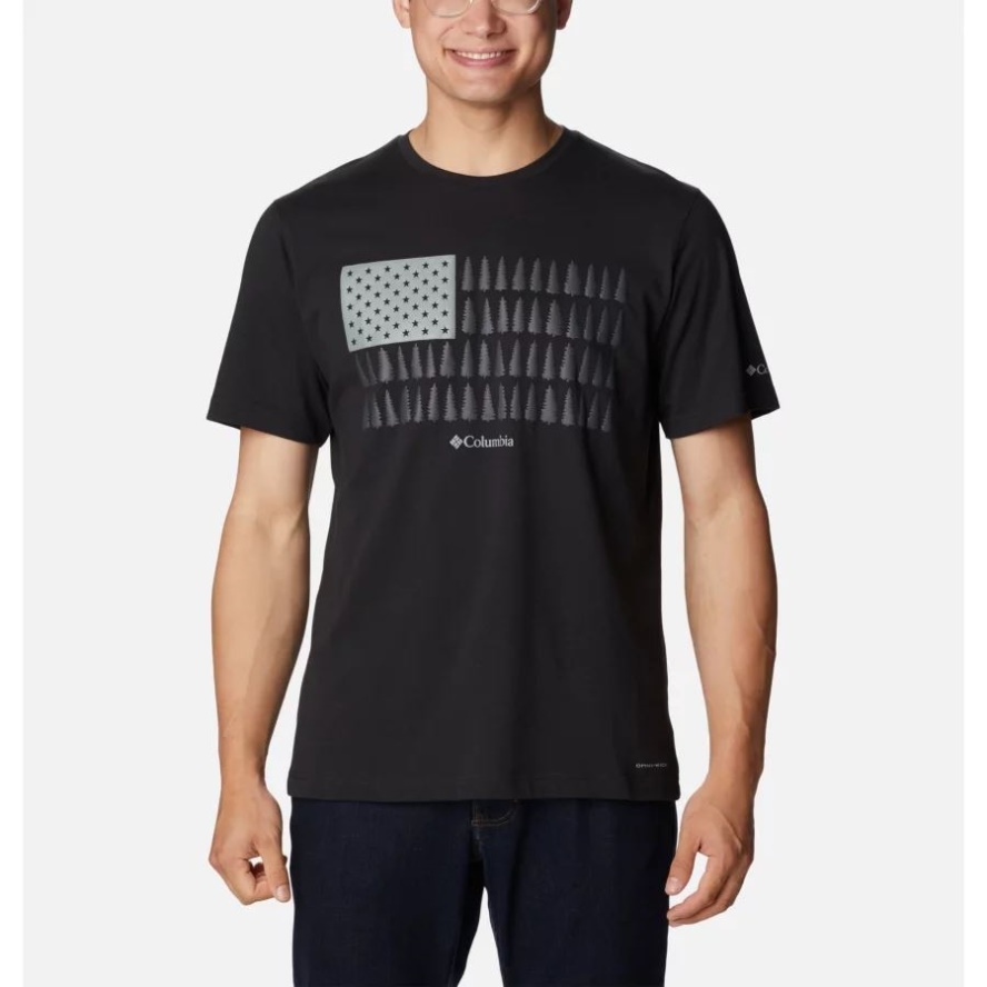 Black/Treestriped Flag Columbia Sale Brand Men's Thistletown Hills Graphic T-Shirt