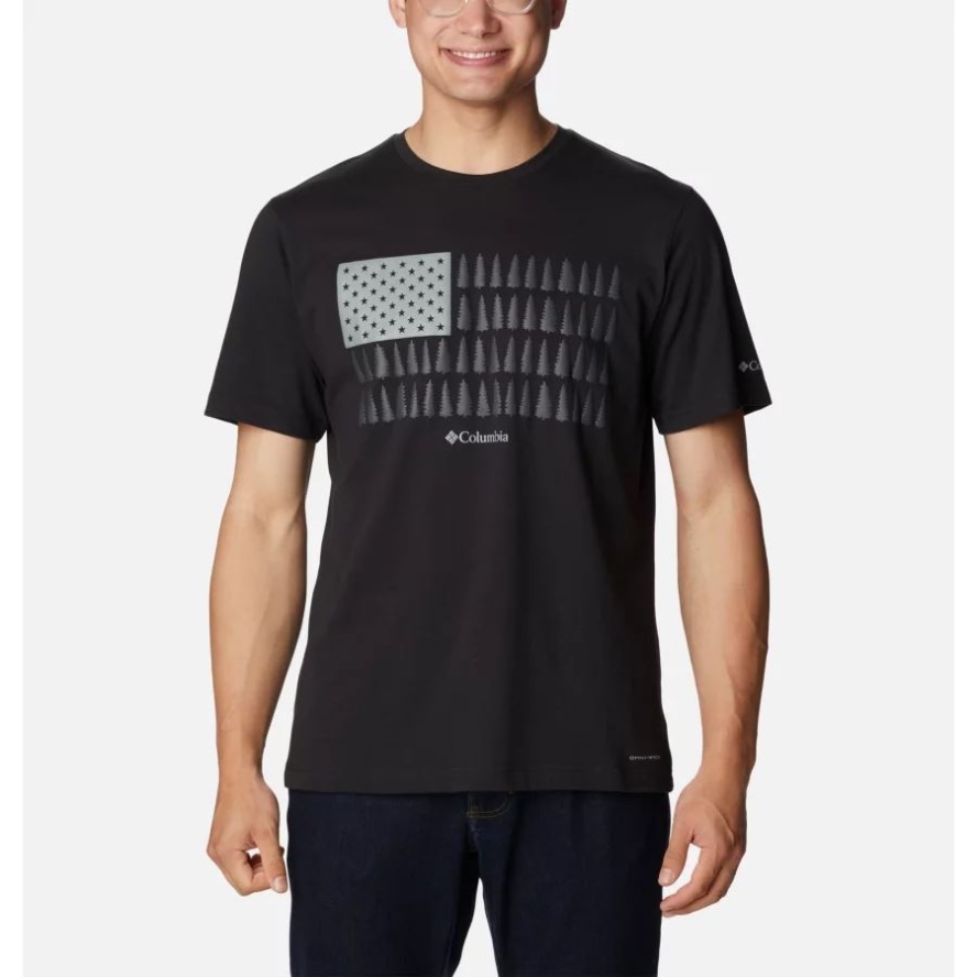 Black/Treestriped Flag Columbia Sale Men's Thistletown Hills Graphic T-shirt