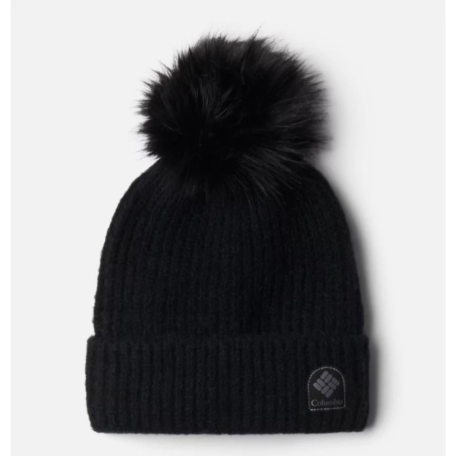 Black Unisex Winter Blur Pom Pom Beanie Columbia Sale