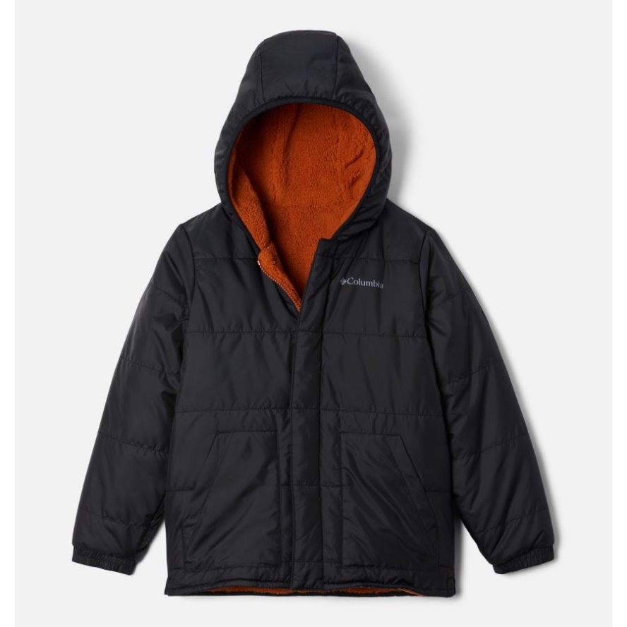 Black/Warm Copper Columbia Sale Boys' Big Fir Reversible Jacket