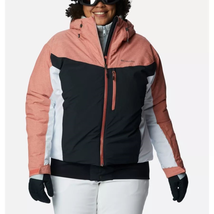 Black/White/Dark Coral Columbia Sale Women's Sweet Shredder Insulated Jacket Plus Size
